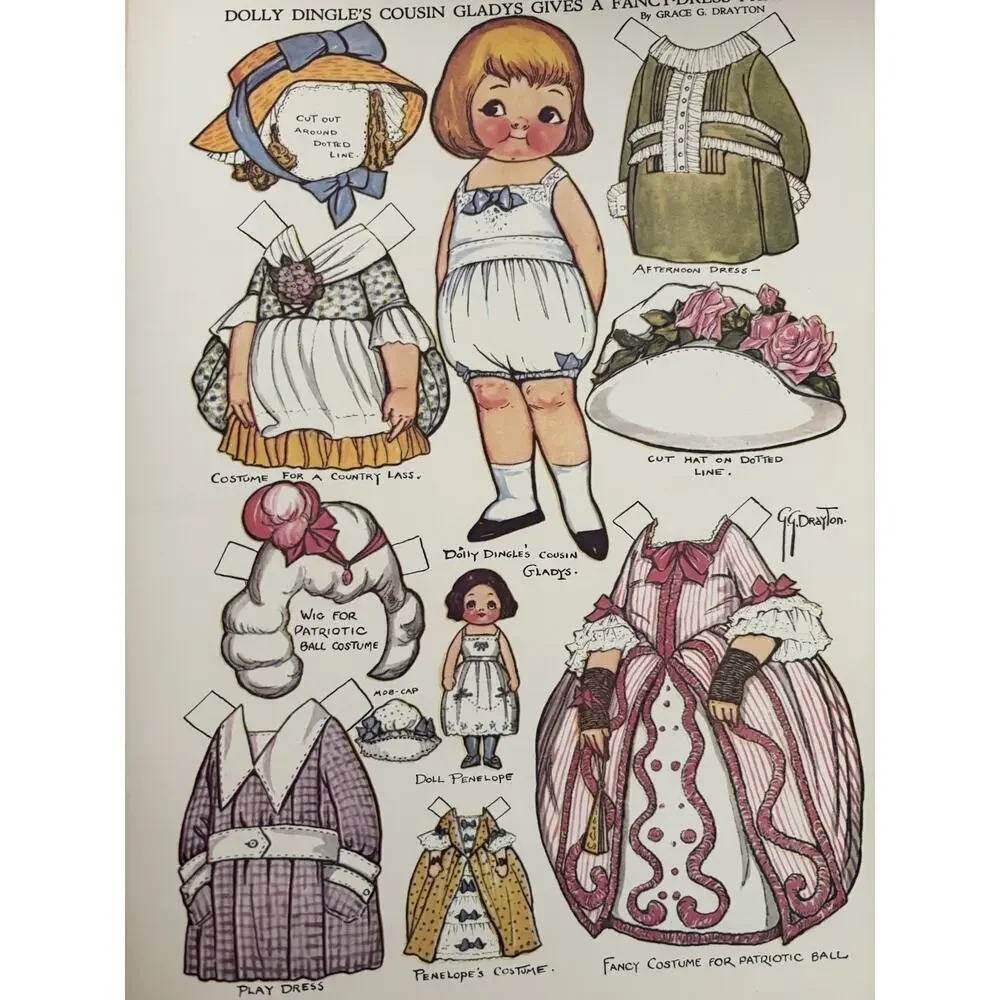 Dolly Dingle 1970's Uncut Paper Dolls Book Grace G. Drayton